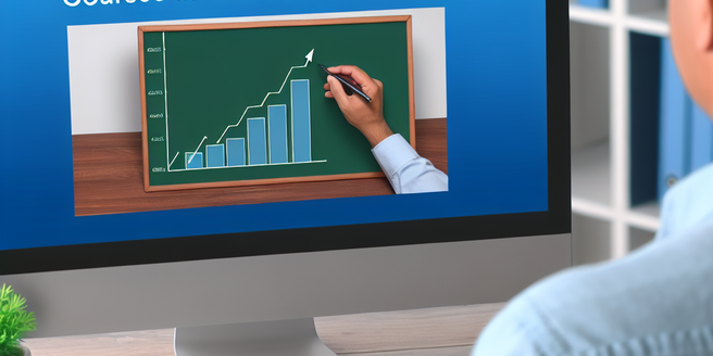 An individual sitting in front of a computer screen displaying an online course on dividend investing
