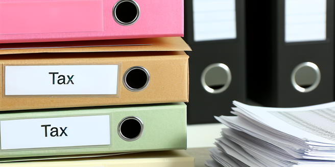 Stacks of different tax documents categorized neatly on a desk